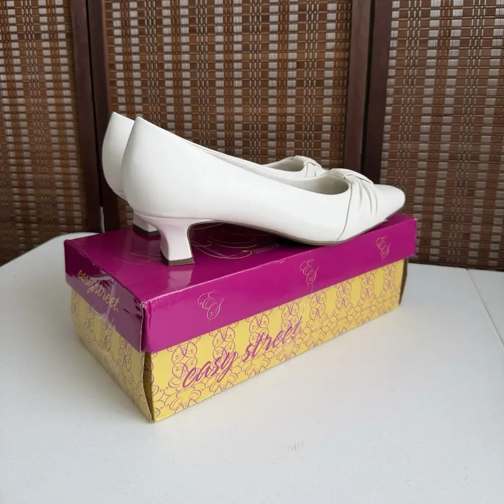 Easy Street Women's Waive Pumps White Dress Shoes Size 10 W (Wide)